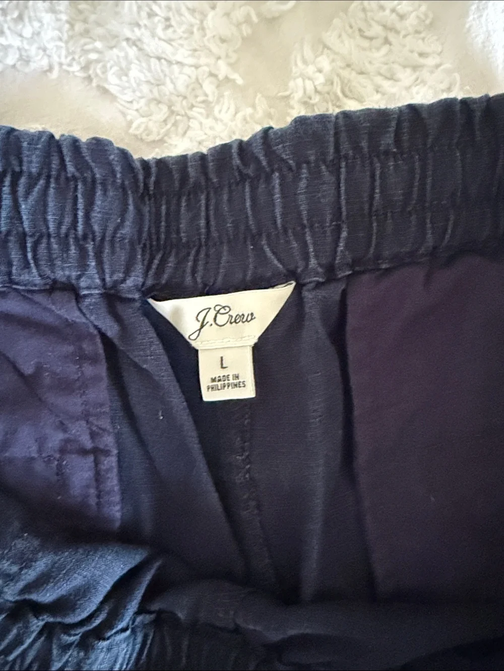 J. Crew Navy Elastic Waist Linen Shorts L